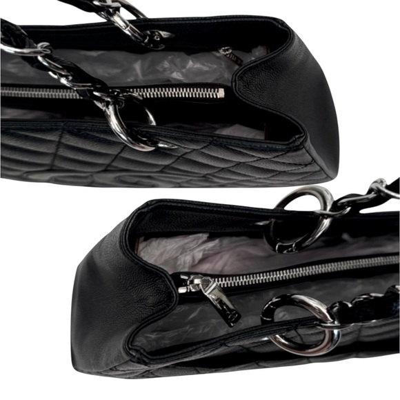 VINTAGE CHANEL Black Caviar Quilted Grand Shopping Tote GST Silver-Tone Hardware - Picture 13 of 16